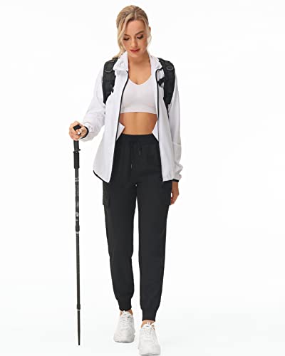 Viligo Womens Joggers Summer Casual High Waisted Cargo Pants Solid Outdoor Travel Joggers With Pockets Black S #TOP4
