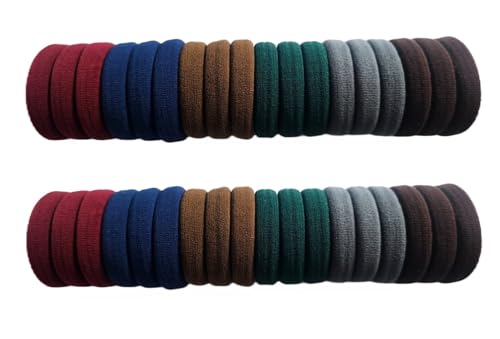 Image of Elina 60 Dark Elastic Ponytail Holder Hair Rubber Ties Head Bands Soft Cotton Thick Thin Hair Wear for School Girls, Kids, Women Accessories (Pack of 60)(Dark)
