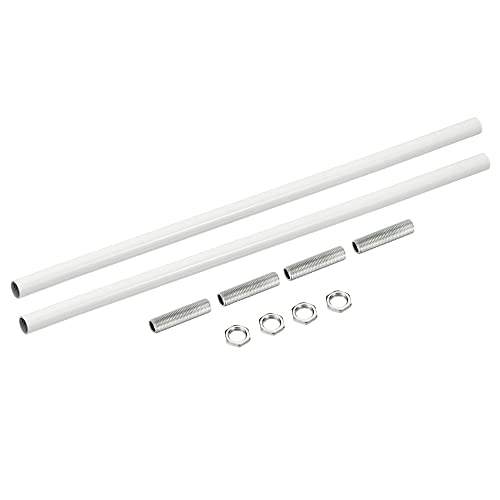 Image of MECCANIXITY Threaded Extension Rod, 11.8 inch Lamp Pipe with Connector Light Fixture Parts for Pendant Light Island Lighting Chandeliers Stems, White 2 Set