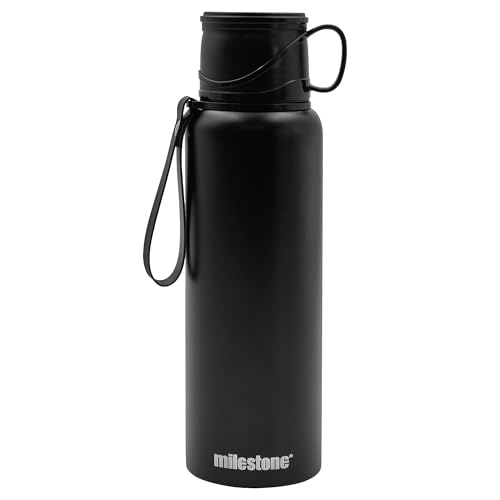 Milestone 53009 - Termo de doble pared, 1,2 L, gran capacidad para bebidas calientes o frías, botella de acero inoxidable aislada para viajes, con colador de té integrado