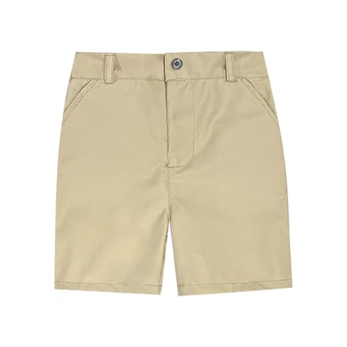 Unisex Boy's Uniform Chino Khaki Shorts Stretch Flat Front Dress Shorts Youth Golf Short Pants Pockets School Clothes4