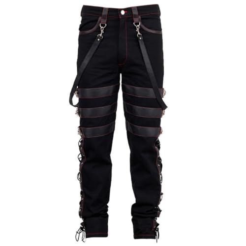 Goth Mens Steampunk Pants Black Gothic Vintage Cotton Trouser Pant/USA2