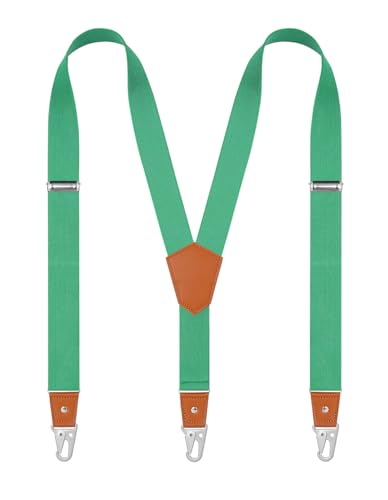DEOBOX Men's St Patricks Day Suspenders with Heavy Duty Snap Hooks and 1.4 Inch Elastic Straps Y-Back Adjustable 47" Green