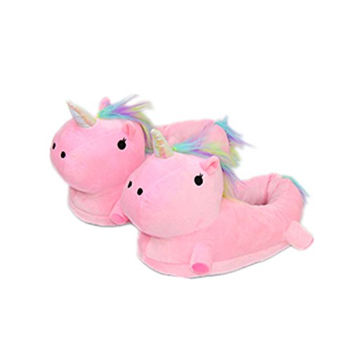 Pantuflas NHsunray Multicolor Trenzar Crines Y Cola Pantuflas De Peluche Felpa Ligero Suaves Y Calientes Zapatillas De Estar por Casa para Invierno Y Otoño Tamaño Adulto: UE 36-45 (Rosado, sin luz)