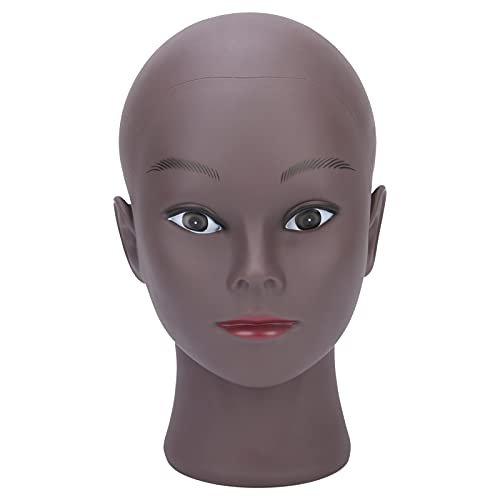 goodstumbler African Mannequin Head, Black Bald Wig Display & Practice Head for Jewelry Makeup Training, Soft PVC, Salon Stylists Beauty Enthusiasts