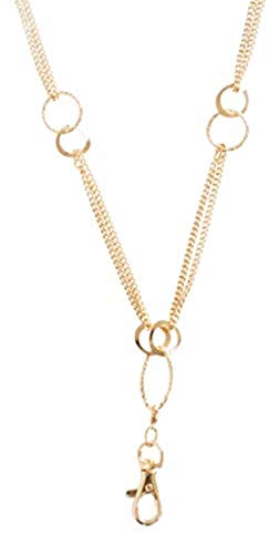 Elizabeth Oblong Link Double Chain Lanyard Necklace (Gold)
