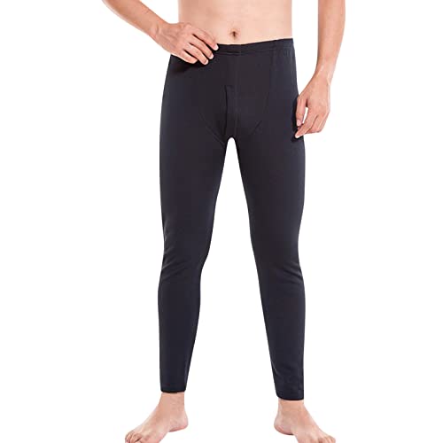 Dwevkeful Herren Thermounterhose Lang Elastisch Atmungsaktiv Thermounterwäsche Oberteil Langarm Fleece gefüttert Baumwolle Unterhose Winter Thermohose warme Funktionsunterwäsche Hose Skiunterwäsche Cover