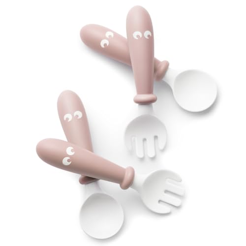 Image of BabyBjörn Baby Spoon and Fork, 4 pcs, Powder Pink