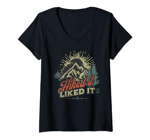 Hiked it Liked it Hiking Climbing Funny Hiker T-Shirt mit V-Ausschnitt