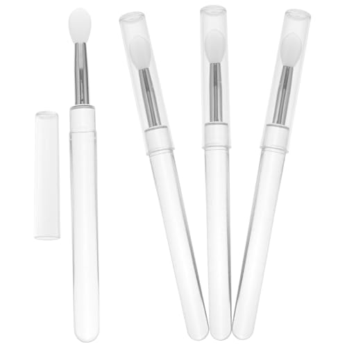 FOYTOKI Silicone Lipstick Brush Applicators 4 Pack Lip Brush Set Exfoliating Lip Mask Reusable Dustproof for Girls