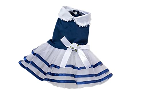 Dog Dress For Small Dog Girls Summer Female Clothes Cute Puppy Pet Costumes Lace Tutu Apparel Mesh Dresses Blue S #TOP5