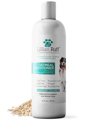 Lillian Ruff PRO Formula Oatmeal Dog Conditioner - Nourishing & Calming Relief for Allergies & Sensitive Skin - Detangles, Softens & Adds Shine with Oatmeal, Coconut Oil & Lavender - USA Made (16oz)