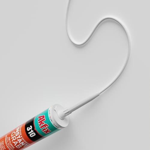 Akfix 310 Instant Grab Adhesive. Paintable. Adheres to Wood, Cocnrete, Glass, Granite, Decorative Tiles - White 10.1 fl oz