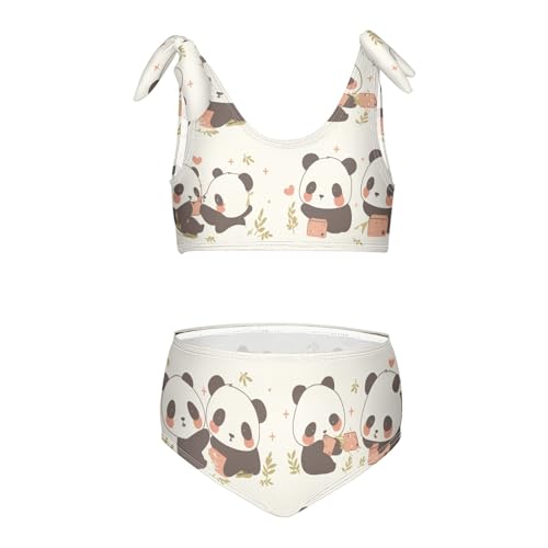 KLL Chinese Panda Cute Cartoon Girls Two Piece Bikini Sets Quick-Dry Beach Swimwear Swimsuit