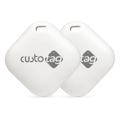 Image of CustoTag Item Finder for iOS 2 Pack | Compatible with Find My | Loud 90dB Alert | Item Sharing | 1 Year Battery | Free Case | Locate Keys, Luggage, Pets, Valuables | No SIM Needed (No Holder)