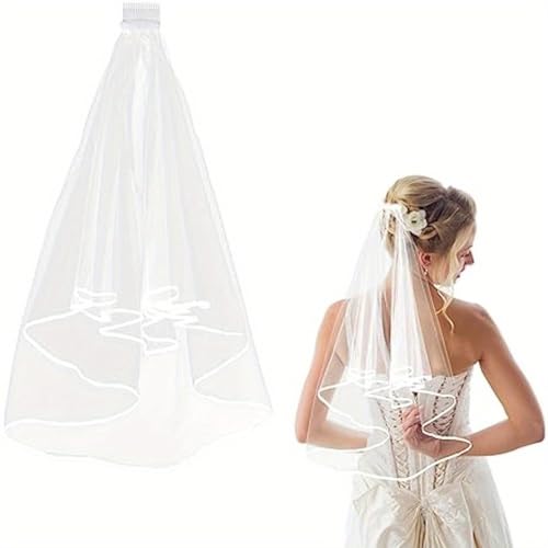 Elegante velo da sposa: questo velo corto in tulle aggiungerà un tocco di romanticismo ed eleganza al tuo abito da sposa.