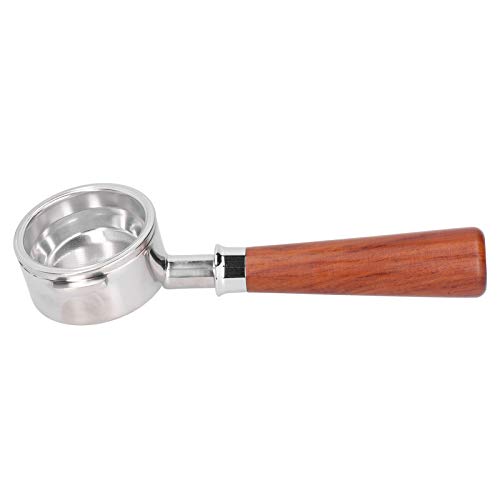 WELHOME KD-210S2 KD270 KD310 KD135B Universal Portafiltro con mango sin fondo de café de acero inoxidable 304 58 mm Desmontable de madera para el hogar Oficina Cafetería (UNA)