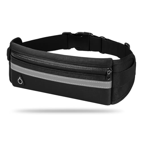 Pochete Esportiva Corrida Fitness Impermeável Masculina e Feminina Unissex Porta Celular Dinheiro Cartão Anti Furto Material Refletivo Suporte para Garrafa Academia Bike Ciclismo Esportes (Preto)