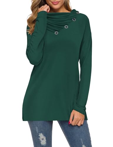 Image of WEACZZY Women's Long Sleeve Shirts Button Cowl Neck Casual Loose Tunic Tops Blouse Dressy Fashion 2026