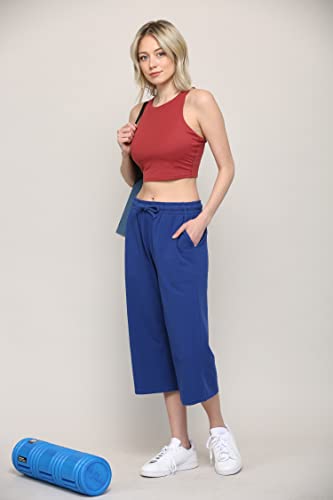Image of Lock and Love Womens Capri Pants Loose Yoga Pants Wide Leg Drawstring Comfy Lounge Pajama Capris Sweatpants with Pockets