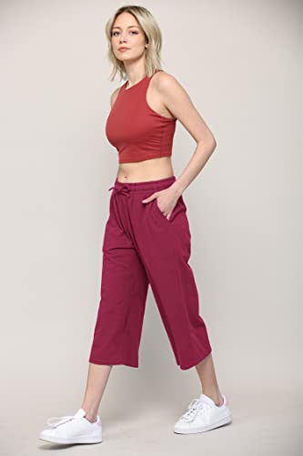 Image of Lock and Love Womens Capri Pants Loose Yoga Pants Wide Leg Drawstring Comfy Lounge Pajama Capris Sweatpants with Pockets