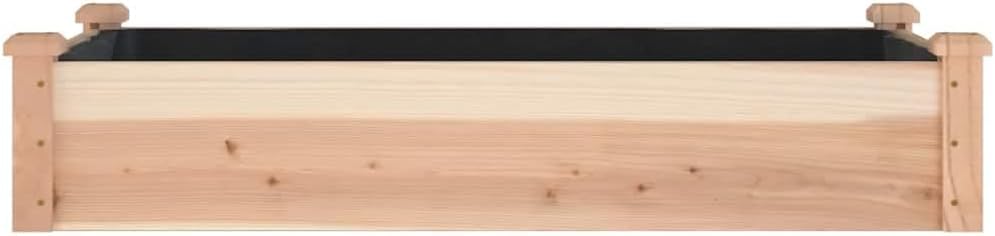 Rustic Fir Wood Raised Garden Bed 47.2 x 47.2 x 9.8 in Outdoor Planter Box with Open Bottom for Drainage, Oiled Brown Rectangular Elevated Garden Bed for Patio, Yard, Balcony