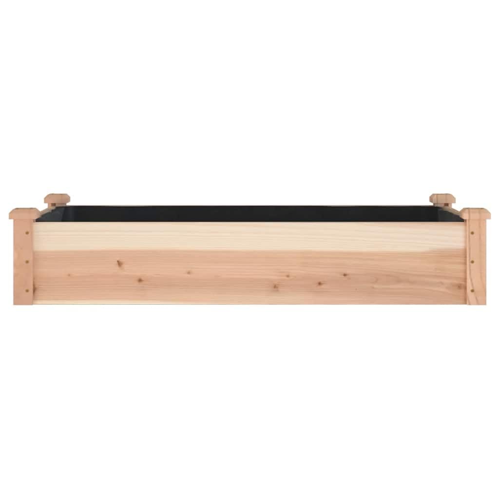 Carré Potager Surélevé en Bois de Sapin, Lit de Jardin avec Doublure et Fond Ouvert, Grand Bac à Fleurs pour Légumes, Plantes, Herbes et Fraises, 120 x 60 x 25 cm