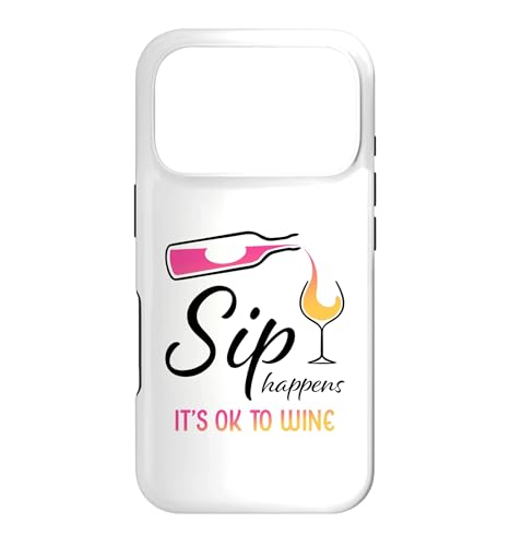 Sip Happens It's OK To Wine �������냏�C���O���X ���C���h�����N �X�}�z�P�[�X iPhone 17 Pro �p