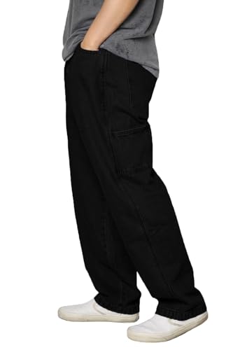 URBANJ Men's Loose Fit Carpenter Denim Jeans Baggy Work Pants2