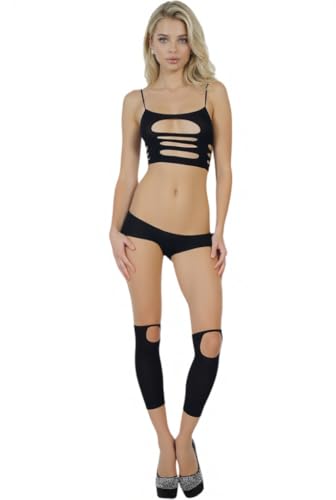 Image of ToBeInStyle Women's Crochet Lace Up Tube Top with G-String and Thigh Hi