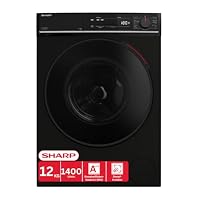 SHARP ES-PRO214BA-DE Waschmaschine (12 kg, EEK A-20%, 1400 U/min.), (WiFi, Inverter Motor, Dampf, AquaStop), Schwarz – Ansicht 1