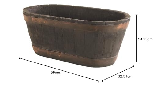 Oblong Walnuss-Indoor Outdoor Barrel Kunststoff Trough Planter Blumentopf