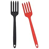 HOMSFOU 2 Stück Silikon Küchengabeln mit Ergonomischem Griff Lebensmittelechte Pasta und Salatgabeln Langlebige Haushalts Silikongabeln für Küche und Mahlzeiten