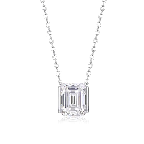 Collier en moissanite émeraude argent et or blanc 18k style vintage art déco