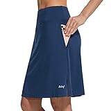 BALEAF Women's 20' Knee Length Skorts Skirts Athletic Modest Sports Golf Casual Skirt Zipper Pocket UV Protection Navy M