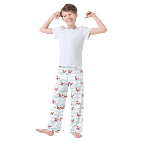 Crab with Love Boys Long Pants Soft Trousers Elastic Waist Kids Lounge Bottoms with Pockets S-XL2