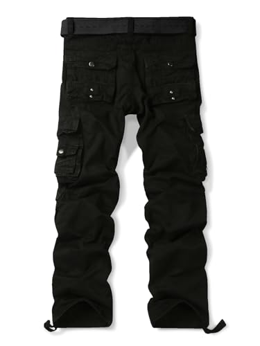 OCHENTA Men's Cotton Casual Cargo Work Pants Baggy Travel Hiking with Multi Pockets (No Belt)2