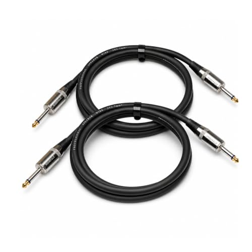 KOOKFJLLZ 1/4 to 1/4 TS Speaker Cable 3FT 2-Pack, 12 AWG OFC Copper, 500W Heavy Duty, Gold-Plated...