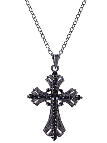 Alilang Silvery Tone Religious Cross Pendant Necklace Clear