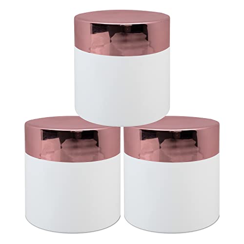 Image of ZENVISTA Empty White Cosmetics Jar with Rose Gold Cap for Cream-100gm[ZMJ16][Pack of 3 ]