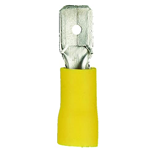 InstallBay YVMD250 Vinyl Male Connector 12/10 Gauge .250, Yellow (100-Pack)