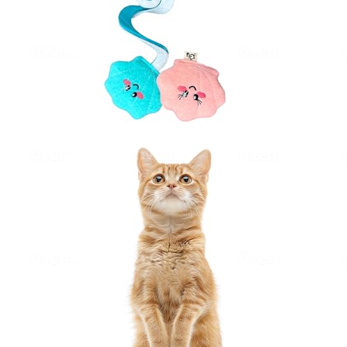 CROCHET KITTY Seashell Cuties for Cats with Crinkle & Whirly Tail (Catnip Free) - Crinkle Texture - Cats Toys & Accessories - Perfect for Kittens - Made in USA