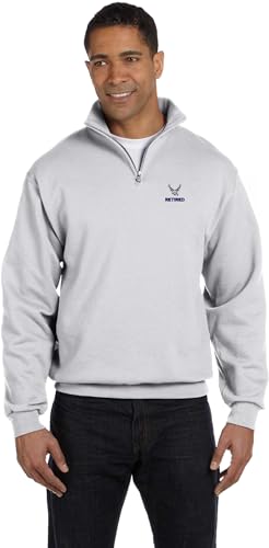 MilitaryBest U.S. Air Force HAP Wings Retired Embroidered Quarter-Zip Pullover2