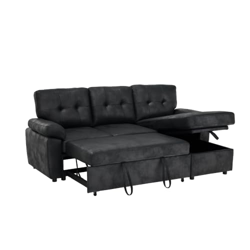 Image of KEIKI 88.5 inch Sectional Sleeper L Shaped Sofa with Pull Out Bed,