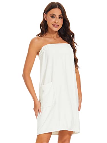 Kniffi Shower Wrap Robe for Women Bath Body Towel Wrap Spa Soft bathrobe with Adjustable Snap Closure2