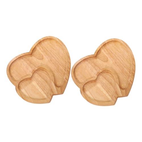 TOYMYTOY 2個 竹製ハート型スナック収納トレイ 軽量で丈夫な食品用フルーツデザートプレート 多目的キッチン リビング収納に