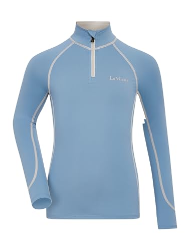 LeMieux Mini Classique Base Layer - Kids Horse Riding Long Sleeve Top - Children's Equestrian Apparel - Ice Blue - 7-8 Years