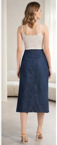 Image of Western Trending Stylish Flared Comfortable Solid Long Denim Skirt for Women & Girls