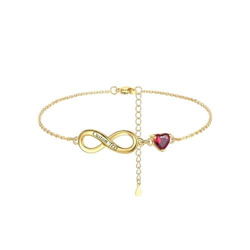 Custom4U Personalized Infinity Ankle Bracelets for Women 925 Sterling Silver Anklet Bracelet Endless Love Symbol Birthstone Charm Adjustable Foot Chain Jewelry Mothers Day Gifts for Mom Wife