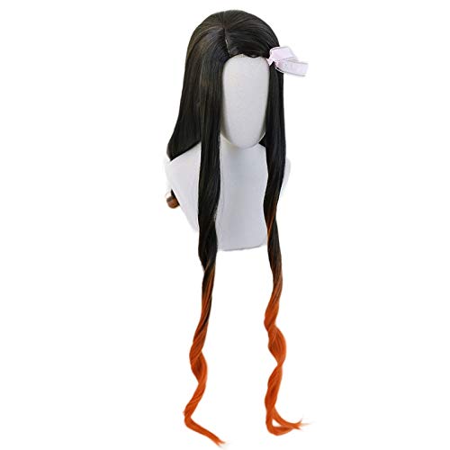Miniatura 7 de Peluca para Nezuko Kamado peluca larga Cosplay traje anime resistente al calor pelo sintético mujeres moda pelucas REYHS